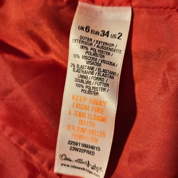 Miss Selfridge Red Peacoat - Size: US 2 - Picture 2 of 7